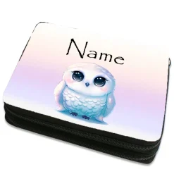 Schneeeule Federmäppchen inkl. Inhalt mit Name / personalisierbar