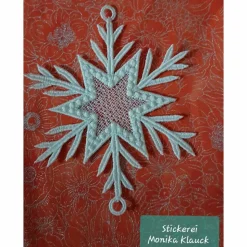 Schneeflocke, cremeweiß , gestickt in Lace-Stickerei