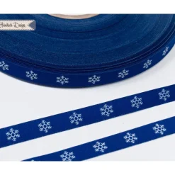 Schneeflocken Webband blau/weiß 9mm