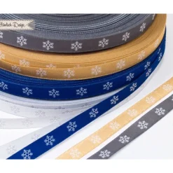 Schneeflocken Webband blau/weiß 9mm