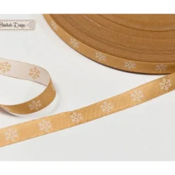 Schneeflocken Webband gold/weiß 9mm