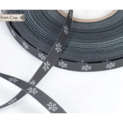 Schneeflocken Webband grau/weiß 9mm