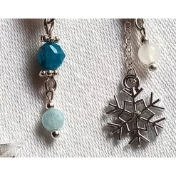 SCHNEEFLOCKEN-Ohrringe AQUAMARIN APATIT JADE Edelstein Geburtsstein MÄRZ WASSERMANN FISCHE JUNGFRAU WAAGE Winter Schmuck