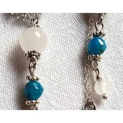 SCHNEEFLOCKEN-Ohrringe AQUAMARIN APATIT JADE Edelstein Geburtsstein MÄRZ WASSERMANN FISCHE JUNGFRAU WAAGE Winter Schmuck