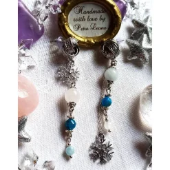 SCHNEEFLOCKEN-Ohrringe AQUAMARIN APATIT JADE Edelstein Geburtsstein MÄRZ WASSERMANN FISCHE JUNGFRAU WAAGE Winter Schmuck