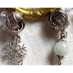 SCHNEEFLOCKEN-Ohrringe AQUAMARIN APATIT JADE Edelstein Geburtsstein MÄRZ WASSERMANN FISCHE JUNGFRAU WAAGE Winter Schmuck