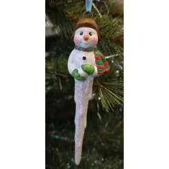 Schneemann - Eiszapfen - Weihnachtsbaumschmuck aus Keramik -