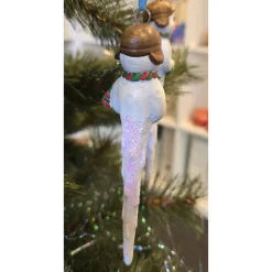 Schneemann - Eiszapfen - Weihnachtsbaumschmuck aus Keramik -