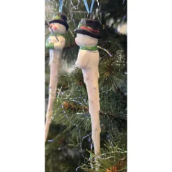 Schneemann - Eiszapfen - Weihnachtsbaumschmuck aus Keramik -