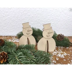 Schneemann aus Holz, steckbar (2er-Set)