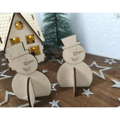 Schneemann aus Holz, steckbar (2er-Set)