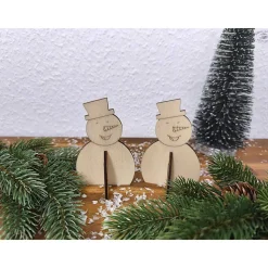 Schneemann aus Holz, steckbar (2er-Set)