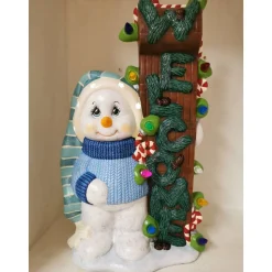 Schneemann aus Keramik zum Beleuchten