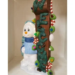 Schneemann aus Keramik zum Beleuchten