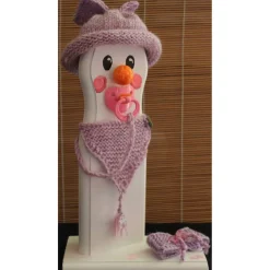 Schneemann BABY-GIRL SNOWMAN Geschenk  zur Taufe Geburt Mitbringsel zur Babyparty Kinderzimmerdeko