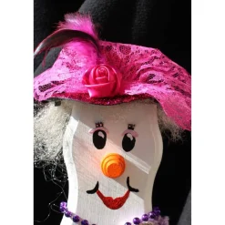 Schneemann LADY SNOWMAN Figur aus recyceltem Holz Herbstdeko Weihnachtsdeko Künstlerfigur Winterdeko Geldgeschenk