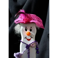 Schneemann LADY SNOWMAN Figur aus recyceltem Holz Herbstdeko Weihnachtsdeko Künstlerfigur Winterdeko Geldgeschenk