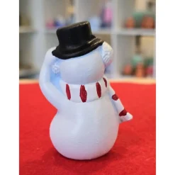 Schneemann mit Hut und Schal - Keramik - Sammelfigur - Winterdekoration -