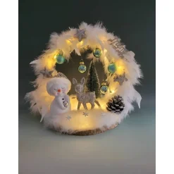 Schneemann mit Reh in Eisblau / Silber , Sofortkauf, Geschenk, Weihnachten