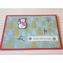 Schneemann mit Weihnachtsbaum - Weihnachtskarte