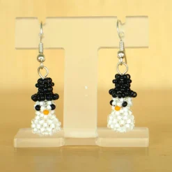 Schneemann Ohrringe aus Rocailles