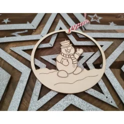 Schneemann-Anhänger aus Holz für die Winter-, Advents- und Weihnachtszeit / Fensterbild / Holzdeko