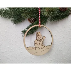 Schneemann-Anhänger aus Holz für die Winter-, Advents- und Weihnachtszeit / Fensterbild / Holzdeko