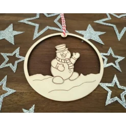 Schneemann-Anhänger aus Holz für die Winter-, Advents- und Weihnachtszeit / Fensterbild / Holzdeko