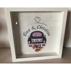 Schönes individuelles Hochzeitsgeschenk, Geldgeschenk, Geschenk, Führerschein Bilderrahmen bestickt
