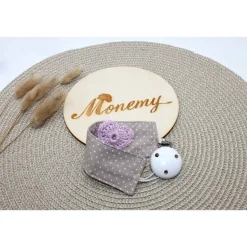 Schnullerband personalisiert beige – mit Name & gehäkeltem Herz – Babygeschenk – Schnullerkette Baumwolle