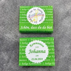 Schokobanderole Kommunion Gastgeschenk – Du bist ein Ton in Gottes Melodie, individuell bedruckt
