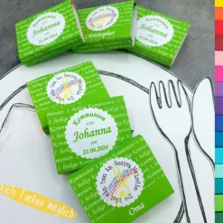 Schokobanderole Kommunion Gastgeschenk Tischkarte personalisiert – Du bist ein Ton in Gottes Melodie