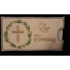 Schokoladenhülle aus Filz bestickt, rechteckig, Kommunion, Firmung, Konfirmation