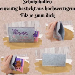 Schokoladenhülle aus Filz | Geschenkverpackung für Schokolade | Schokohülle Weihnachten | Nachhaltige Verpackung