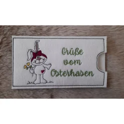 Schokoladenhülle aus Filz bestickt, rechteckig, Ostern