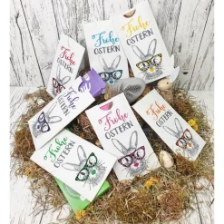 Schokoladenhülle zu Ostern aus Glitzer - Kunstleder in verschiedenen Farben