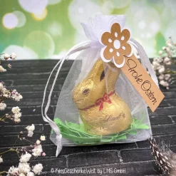Schoko-Osterhase im Chiffonbeutel  - Ostergeschenk, Mitbringsel, Ostern, Gastgeschenk, Schokohase, Osterdeko, Schokolade