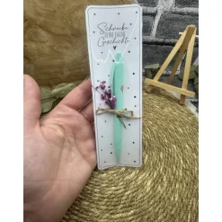 Schreib deine eigene Geschichte | Trockenblume | Mitbringsel | Gastgeschenk | Kugelschreiber mit Herz