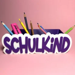 Schreibtischorganizer personalisiert – Geschenk zur Einschulung - bunter Stiftehalter mit Name