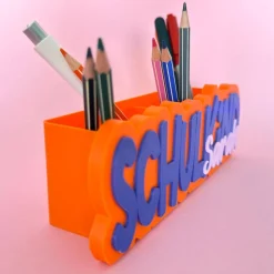 Schreibtischorganizer personalisiert – Geschenk zur Einschulung - bunter Stiftehalter mit Name