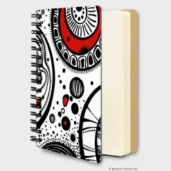 Schreibwaren-Geschenkset "Kreise", Notizblock, Lesezeichen, Kunstkarte, Handgemachte Kreativität für jeden Anlass