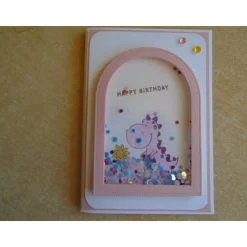 Schüttelkarte  Dino Kindergeburtstag Glückwunschkarte Shaker Geburtstagkarte  Junge Mädchen