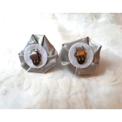 Schuhclips Grau 2er Set "Grisella" Stoffblumen Satin elegant festlich Taufe Hochzeit Abschlussball Weihn