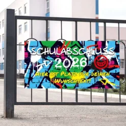 Schulabschluss Banner - 100 x 50 cm | Graffiti - personalisierbar mit Wunschtext