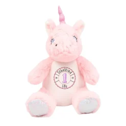 Schulanfang Einhorn Stofftier zur Einschulung Geschenk für Mädchen personalisiert mit Schulkind und Name