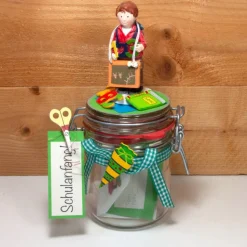 Schulanfang Einschulung Geldgeschenk Geschenkglas personalisierbar für Jungs
