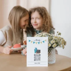 Schulanfang Geldgeschenk | Digitales Sparbuch | QrCode Postkarte DIN A6 inkl. Briefumschlag und Anhänger | Schultüte