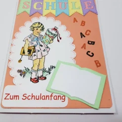 Schule Mädchen Geldgeschenkkarte Grußkarte Zuckertüte ABC Glückwunschkarte