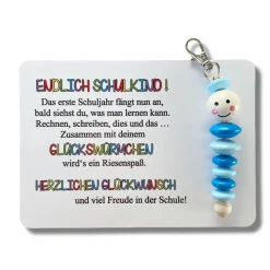 SCHULKIND 2024, Glückswürmchen, Geschenk Einschulung, Sorgenwürmchen, Ranzenbaumler, Worry worm, Mutmacher, Glücksbringe
