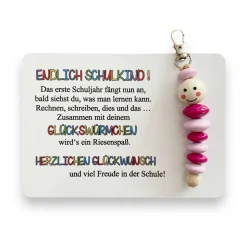 SCHULKIND 2024, Glückswürmchen, Geschenk Einschulung, Sorgenwürmchen, Ranzenbaumler, Worry worm, Mutmacher, Glücksbringe